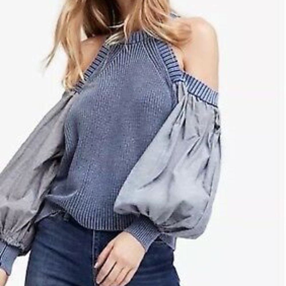 Free People Cold Shoulder Puffed Sleeve XS